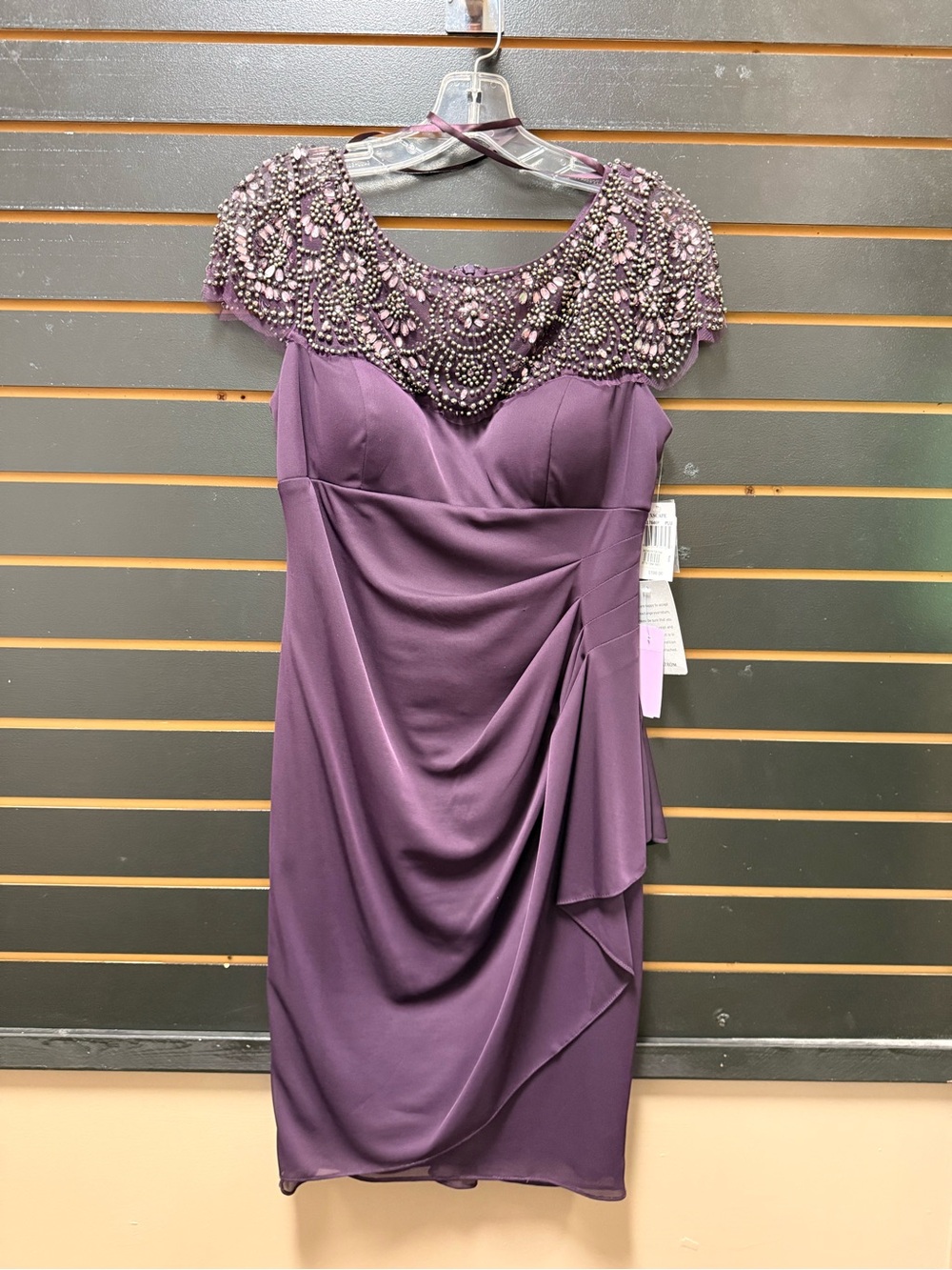Xscape Size 6P Purple Beaded Embellished Cocktail Dress NWT